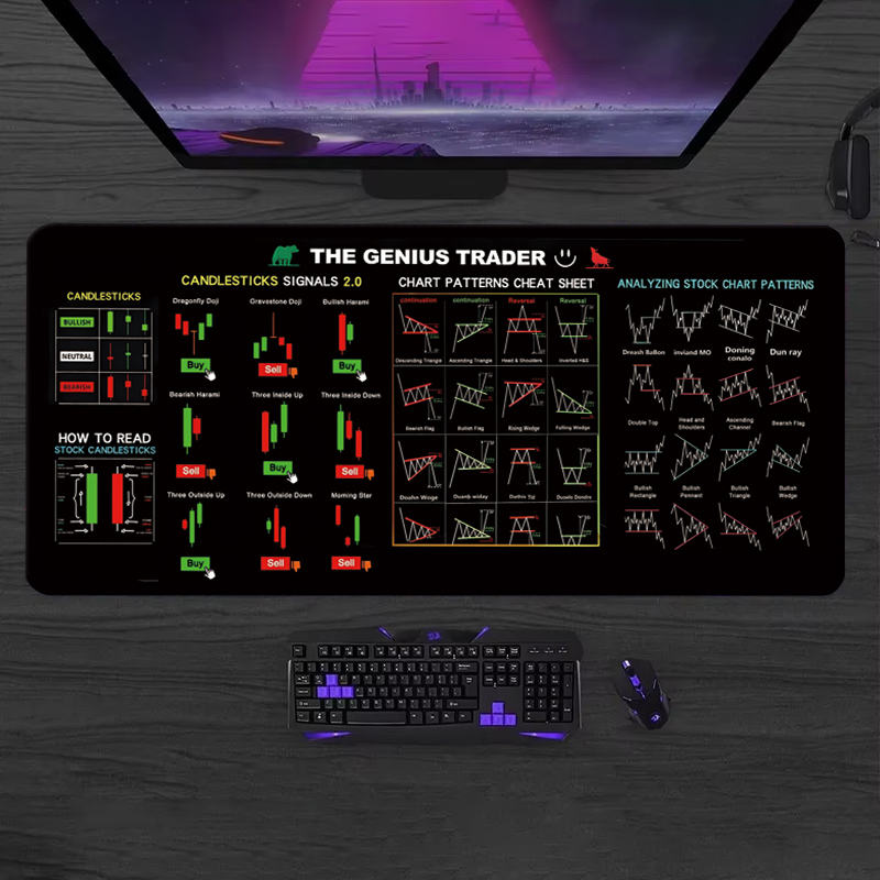 Gaming Keyboard And Mouse Pad - EXCO Stock Market Trader Leder-Mauspad, großes