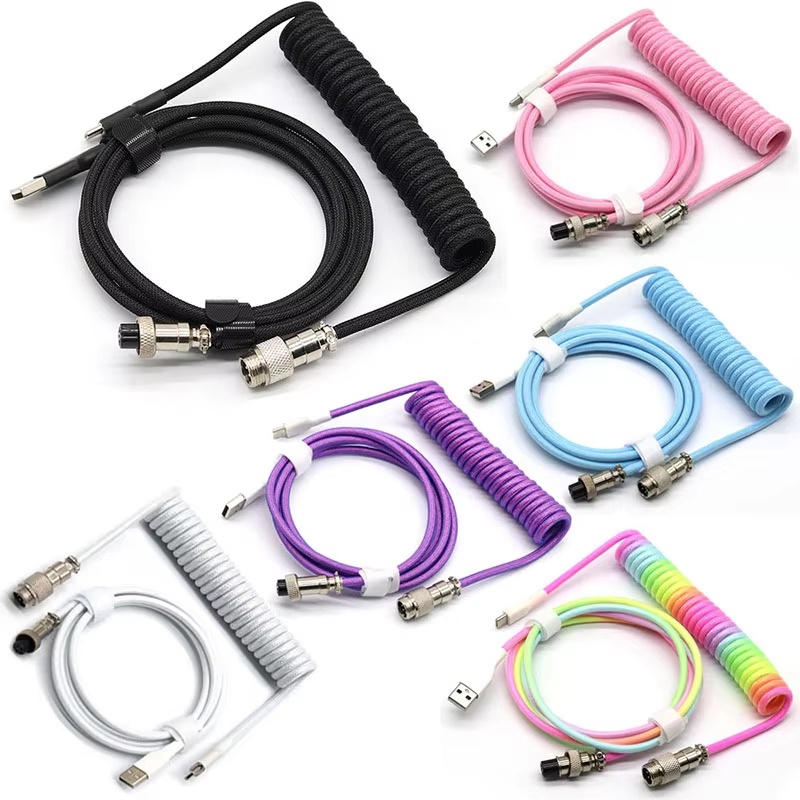 Coiled Usb Cable - USB Typ-C Mechanisches Tastaturkabel Spiralkabel Hardware-Verbindungskabel